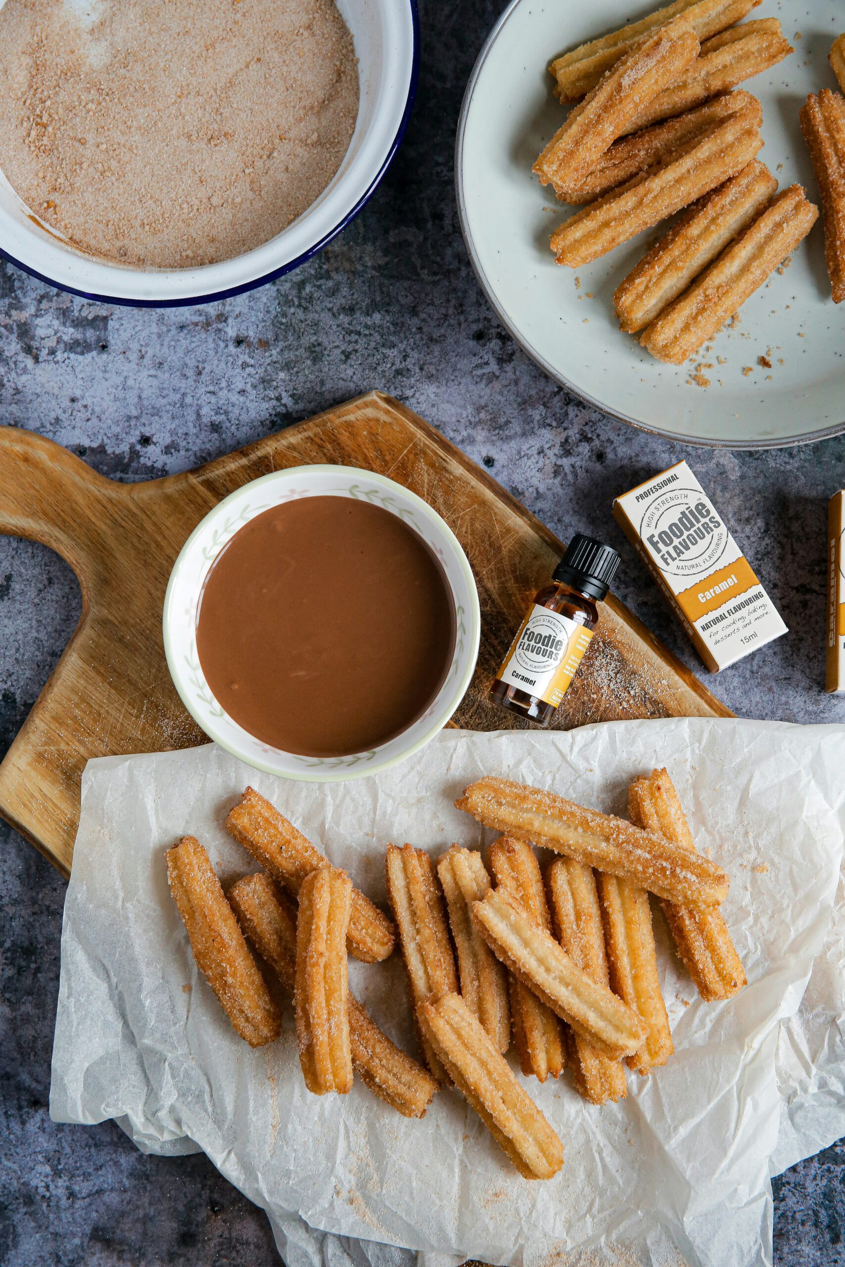 Churros on cutting board